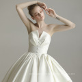 HQ156 Pleated Strapless Bridal Night Gown Fancy High Quality Wedding Dress Bridal Gown Puffy Satin Wedding Dress